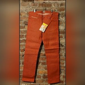 NAKED & FAMOUS SUPER GUY SLIM RED STRETCH SELVEDGE DENIM JEANS 36 34 $180 MSRP